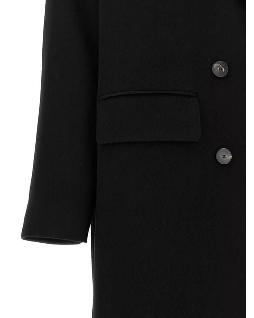 Alberto Biani Black Wool Oversized Double-Breasted Coat