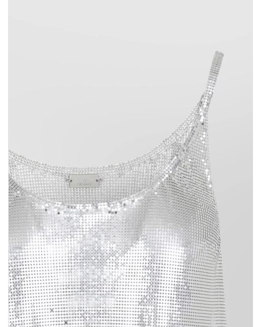 Rabanne White Metallic Mesh Sequin Top