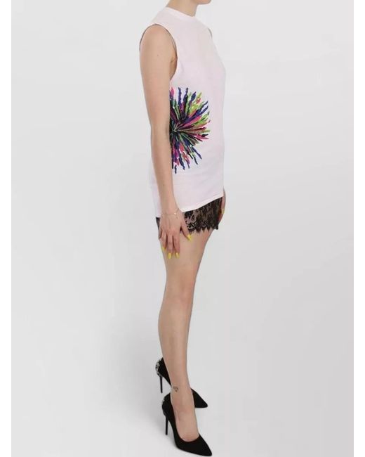 DSquared² Pink Cotton Printed Sleeveless Mini Dress
