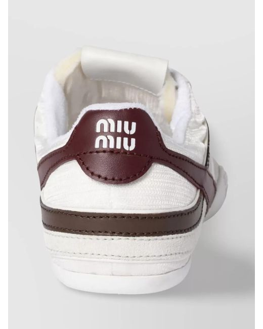 Miu Miu White Paneled Leather Low-Top Sneakers