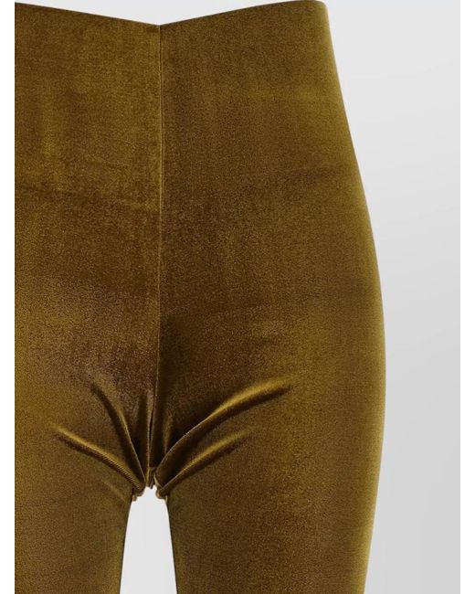 ANDAMANE Green Holly High Waist Cropped Velvet Leggings