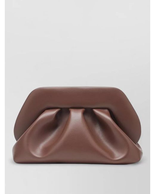 THEMOIRÈ Brown Rectangular Clutch Bag Soft Texture Pleated