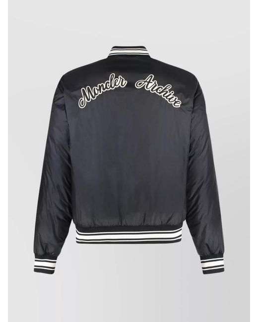 Moncler Blue Down Reversible Ribbed Bomber Jacket for men