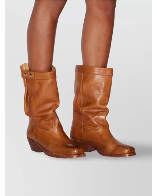 Isabel Marant Brown Calf Leather Draped Ankle Boots
