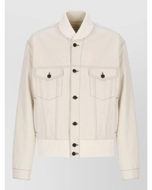 Lanvin Natural Ribbed Bomber Jacket for men