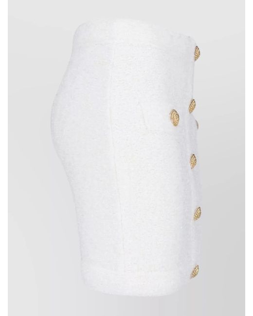 Balmain White Knee Length And Midi Skirts With Front Pockets