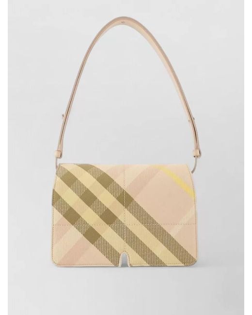 Burberry Natural Snip Shoulder Bag Synthetic Checkered Pattern