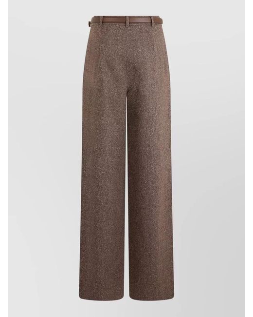 Max Mara Brown High-Rise Wide-Leg Trousers