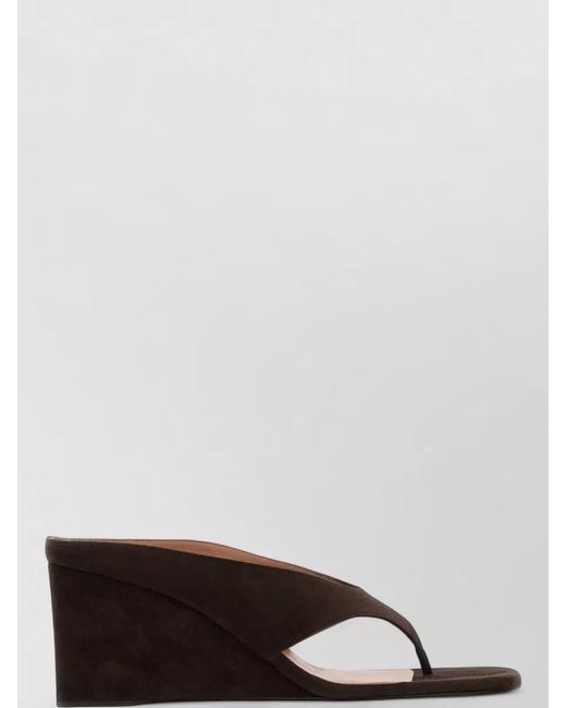 Alaïa Brown Suede Thong Mules Open Toe Wedge