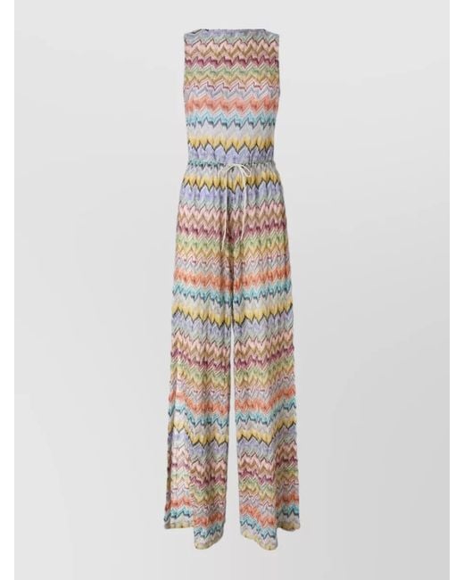 Missoni White Beachwear Sleeveless Backless Wide Leg Jumpsuit