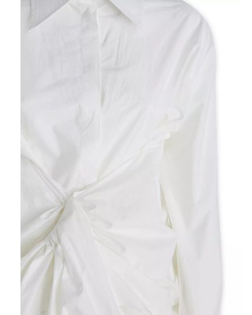 Quira White Cotton Oversized Draped Shirt