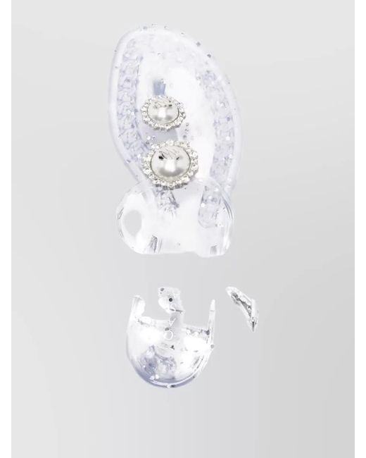Casadei White Embellished T-Strap Flat Sandals