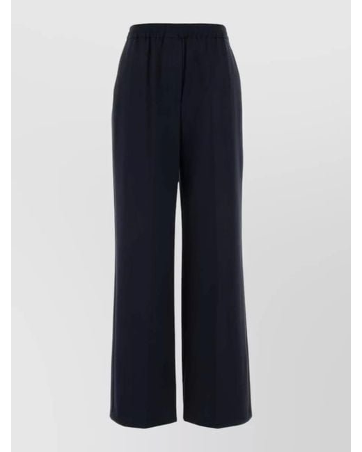 Weekend by Maxmara Blue Wool Mallo Trousers Wide Leg Back Pockets