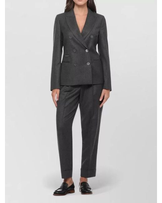 Peserico Black Double Breasted Glitter Tailored Jacket