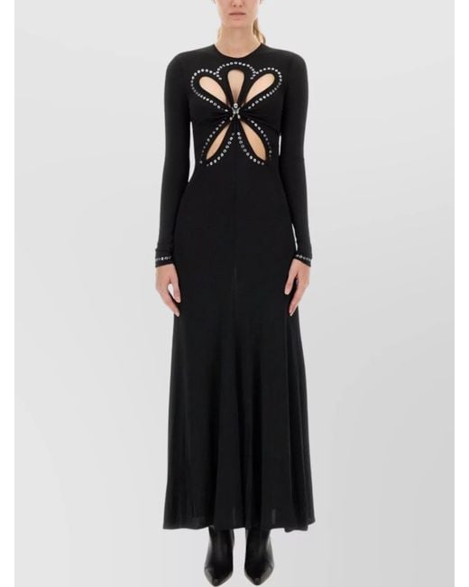 Rabanne Black Cut-Out Long Sleeve Floor-Length Dress