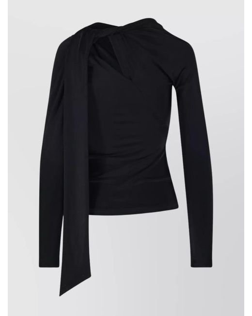 Victoria Beckham Blue Asymmetric Draped Jersey Top