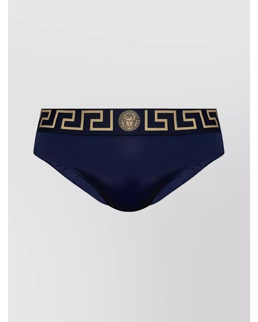 Versace Blue Logo-Waistband Swimming Trunks for men