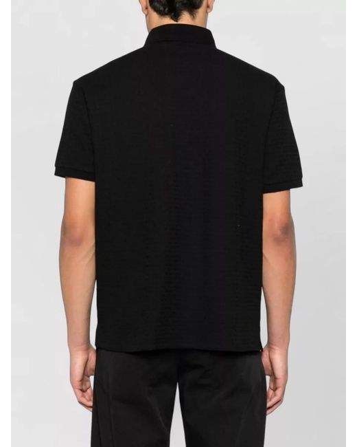 Emporio Armani Black Logo-Knit Cotton Short-Sleeve Polo Shirt for men