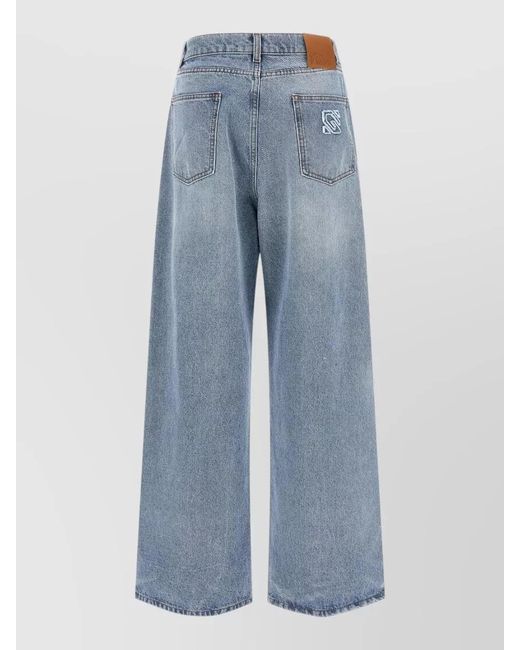 GIUSEPPE DI MORABITO Blue Crystal Denim Trousers Wide Leg Design