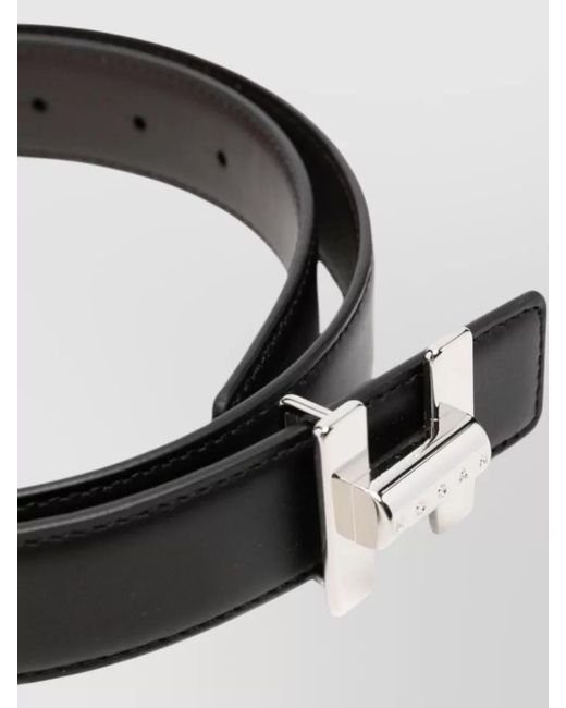 Hogan Black Leather Belt Adjustable Size Smooth Finish Buckle
