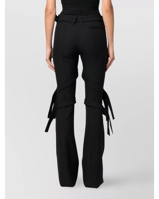 Ambush Black Virgin Wool Mid-Rise Belted Flared Trousers