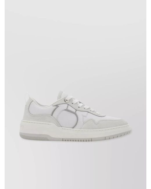 Ferragamo White Leather Low-Top Sneakers