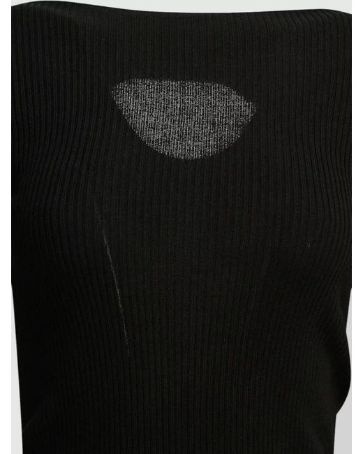Rick Owens Black Sheer Ribbed Knit Top Fitted Silhouette