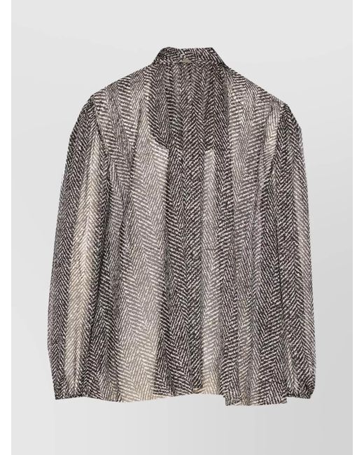 Dolce & Gabbana Gray Dolce&Gabbana Silk Chiffon Blouse With Chevron Print