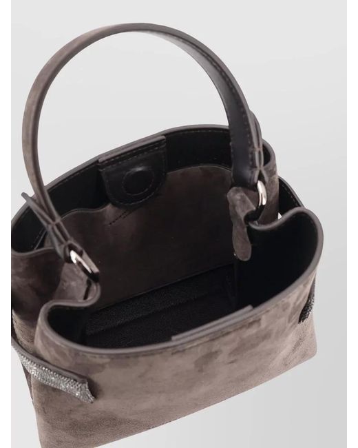 Brunello Cucinelli Gray Monili Suede Tote Bag