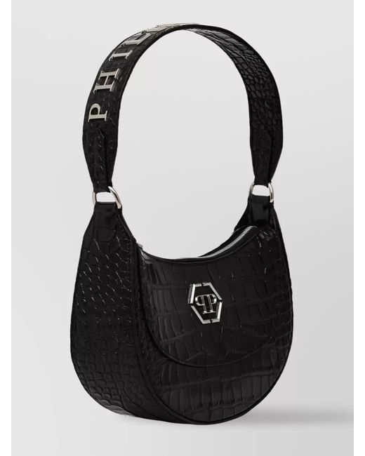 Philipp Plein Black Leather Shoulder Bag