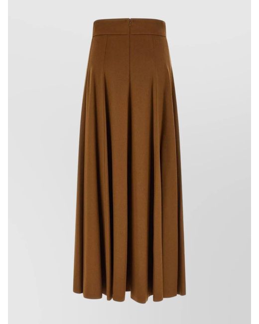 Max Mara Brown High-Waisted Pleated Midi Skirt Design