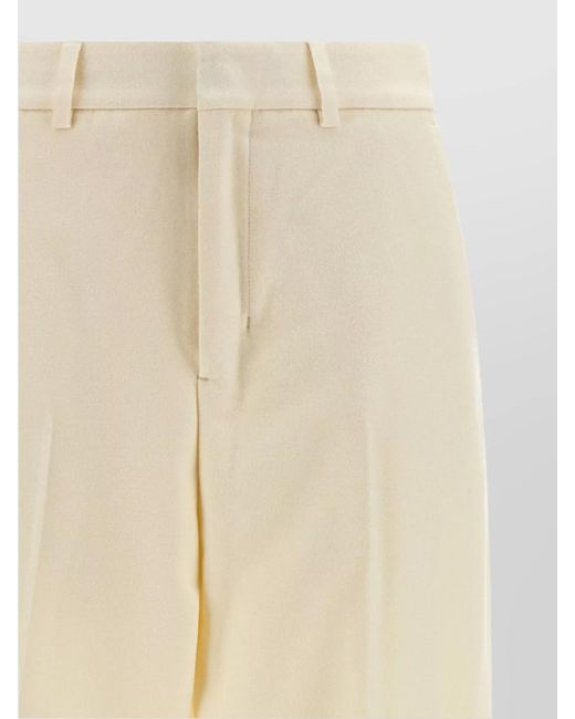 AMI Natural Virgin Wool Wide-Leg Tailored Trousers