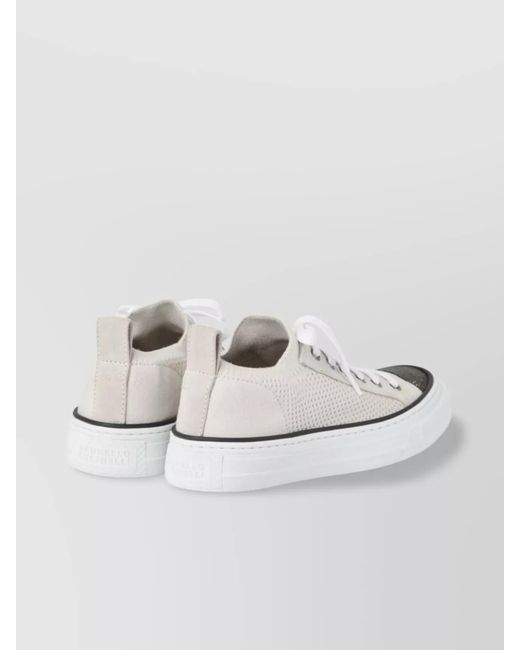 Brunello Cucinelli White Knit Low Top Sneakers