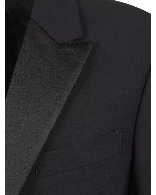 Emporio Armani Black Satin Lapel Tuxedo Jacket Chest Pocket for men