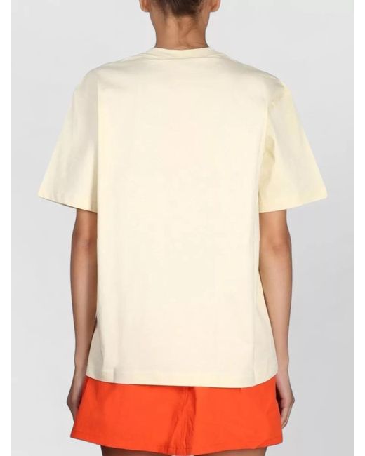 Sunnei Natural Crew Neck Short Sleeve Cotton T-Shirt