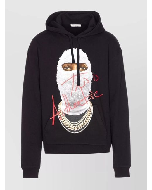 Ih Nom Uh Nit Blue Hooded Sweater With Front Pocket And Print for men