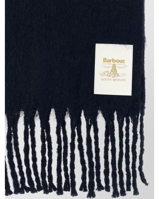 Barbour Blue Ellison Scarf Casual Style Fringe Detail