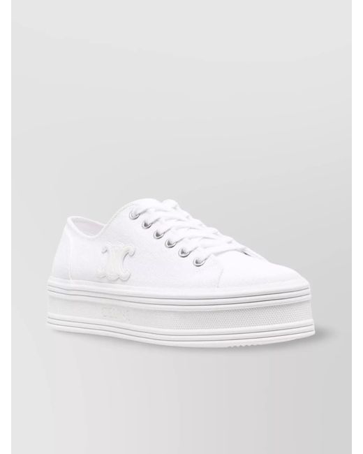 Céline White Low Top Platform Sole Sneakers