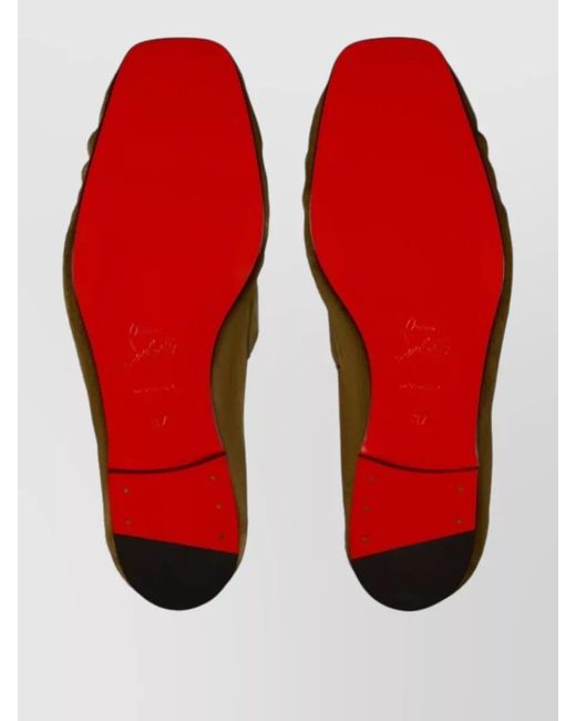 Christian Louboutin Green Leather Loafers Moccasin Toe Metallic Buckle