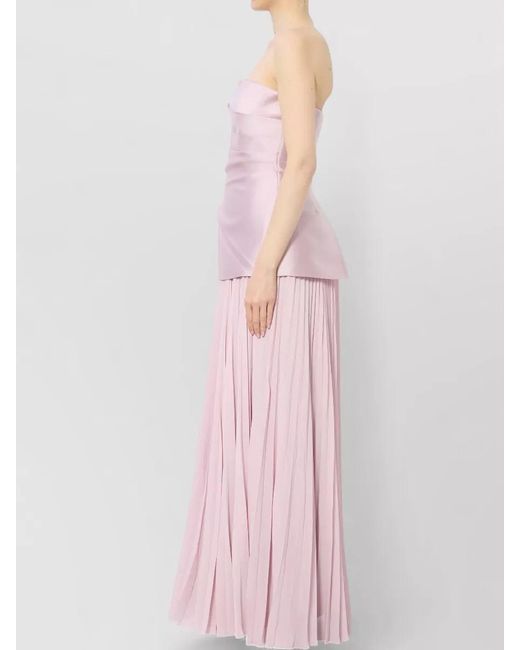 Solace London Pink Claudette Draped Bustier Chiffon Maxi Dress
