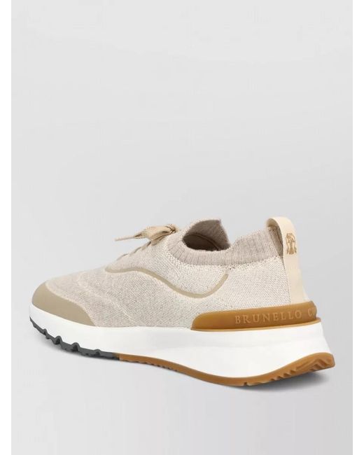 Brunello Cucinelli Natural Knitted Low-Top Sneakers for men