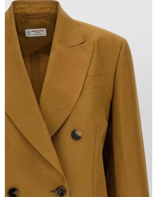 Alberto Biani Natural Linen Viscose Blazer Jacket Back Vent