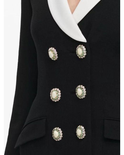 Self-Portrait Black Tailored Mini Blazer Dress Double Breasted