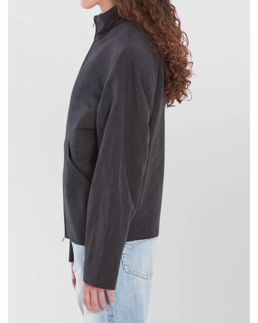 Balenciaga Black Linen Cotton Oversized Zip-Up Jacket