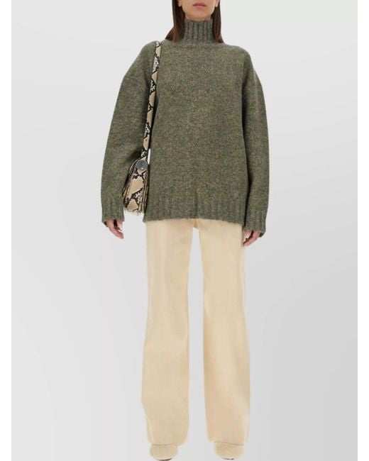 Jil Sander Green Cotton Regular-Fit Flared Trousers