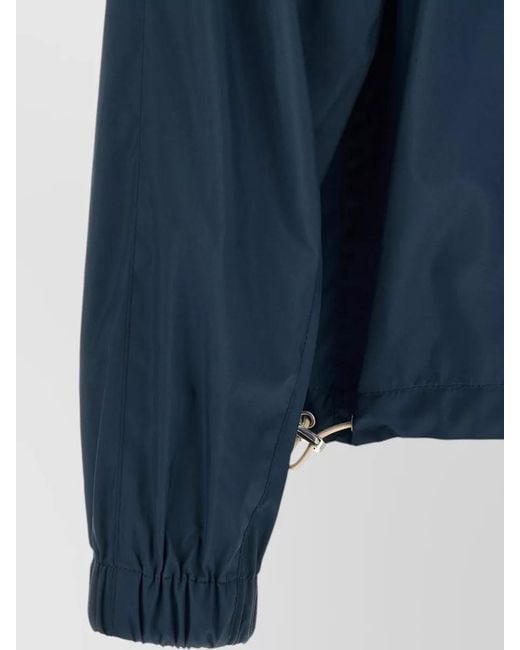 Brunello Cucinelli Blue Nylon Hooded Jacket Drawstring Hem for men