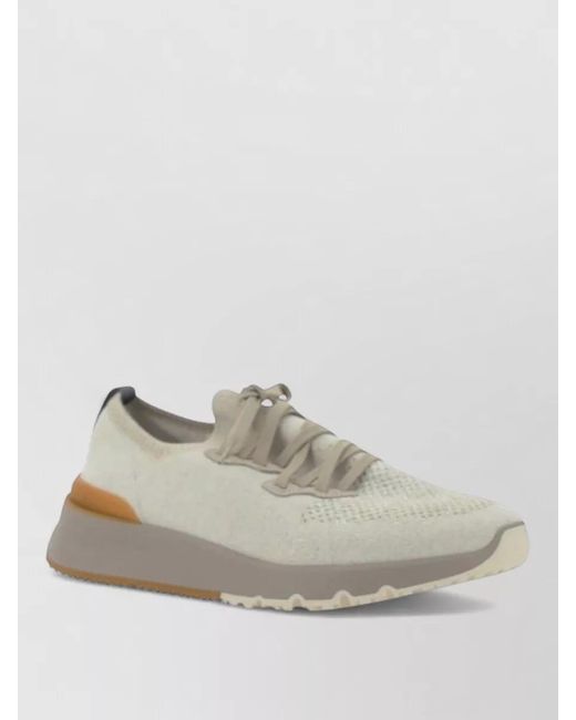 Brunello Cucinelli Green Cotton Low-Top Sneakers for men