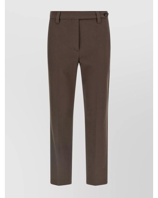 Brunello Cucinelli Brown Cotton Trousers With Belt Loops And Pockets