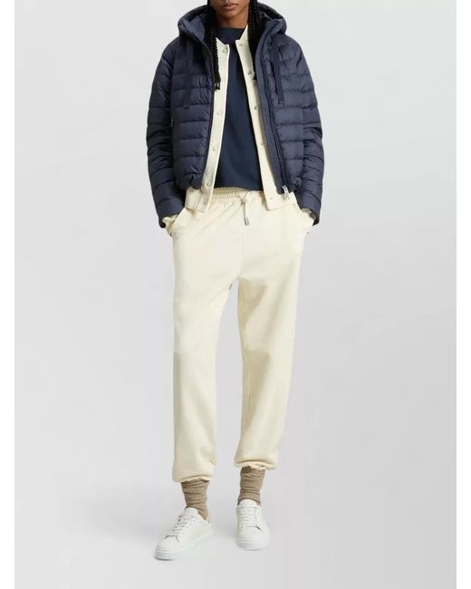 Woolrich Blue Hooded Down Jacket Microfiber Logo Hood