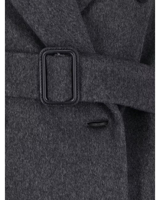 Tagliatore Black Belted Double Breasted Coat Back Vent